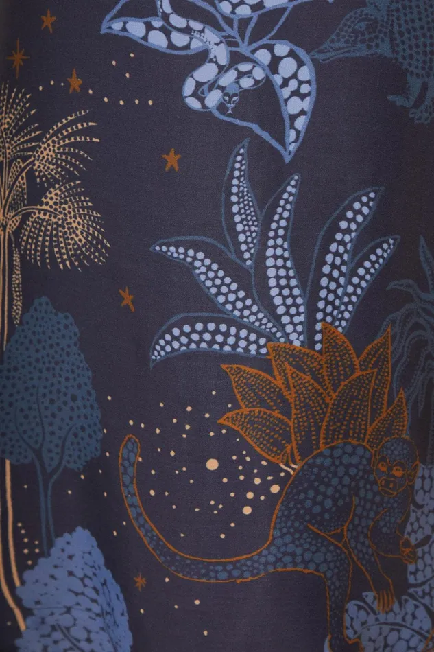 Women Navy Blue Night Jungle Flare Pants Night Jungle Navy Blue FARM Rio Pants