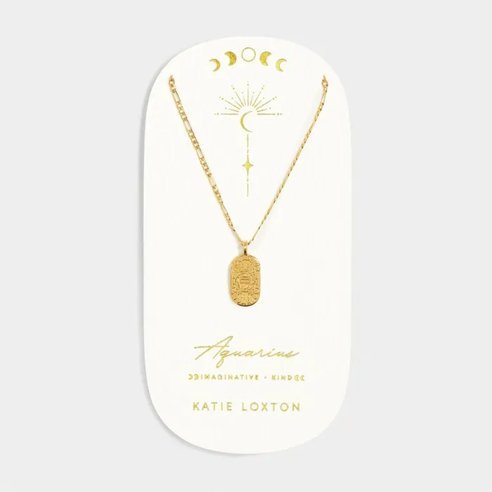 Women Necklaces Katie Loxton Waterproof Gold Zodiac 039Aquarius039 Necklace 8211 Aquarius Gift