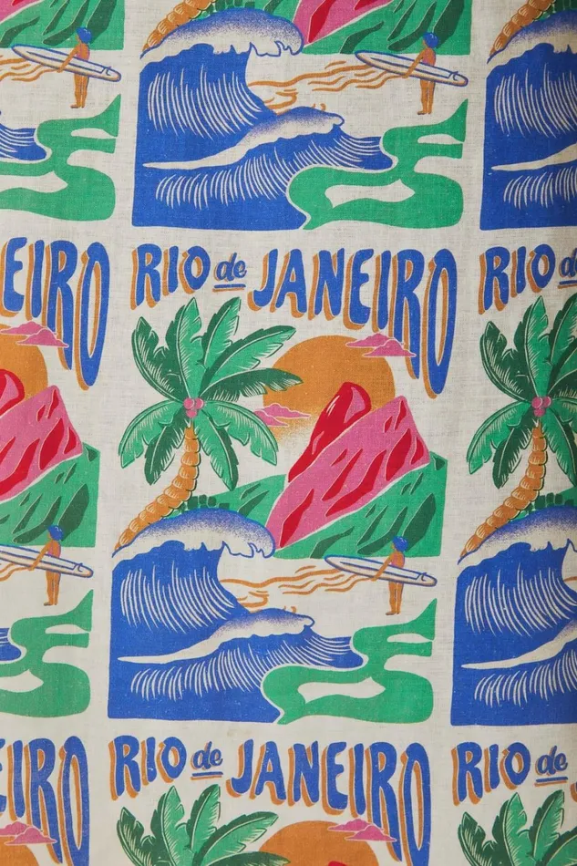 Women OffWhite Carioca Posters Midi Dress Carioca Posters Offwhite FARM Rio Midi Dresses