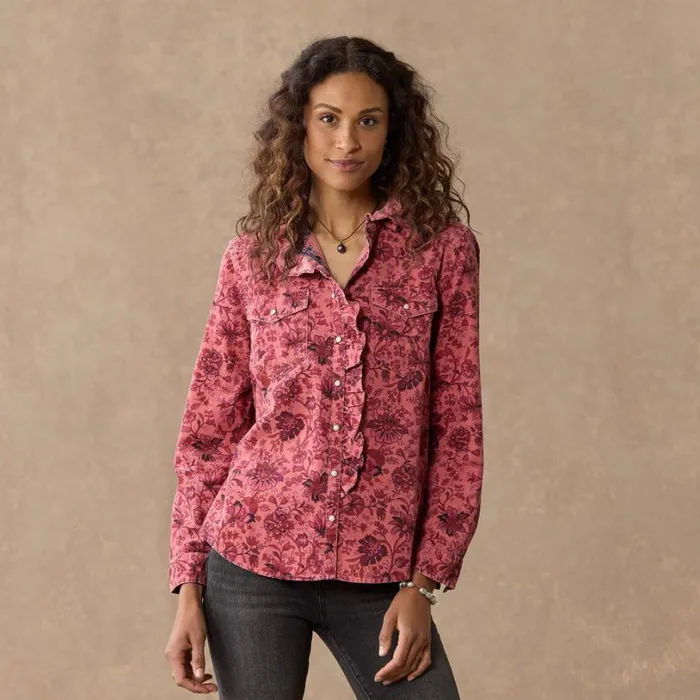 Women Ombeline Printed Shirt Rose Sundance Catalog Tops Women Ombeline Printed Shirt Rose Sundance Catalog Tops