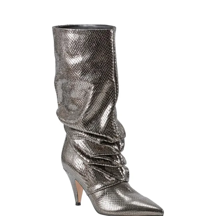 Women Paityn Scrunch Dress Boot Pewter Leather Marc Fisher Dress Boots
