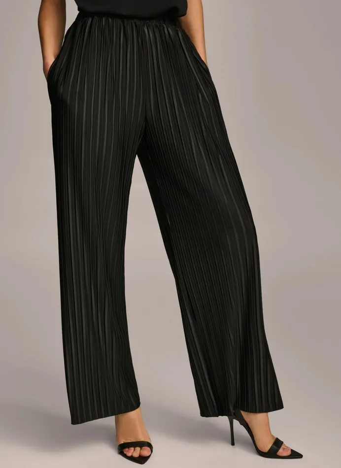 Women Pants Donna Karan PLEATED PULL ON PANT Black