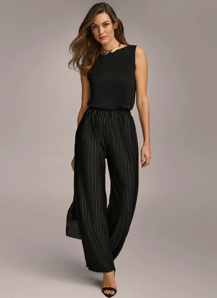 Women Pants Donna Karan PLEATED PULL ON PANT Black