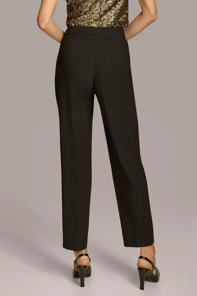 Women Pants Donna Karan PLEATED STRAIGHT LEG PANT Black