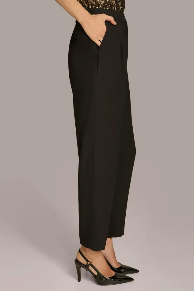 Women Pants Donna Karan PLEATED STRAIGHT LEG PANT Black