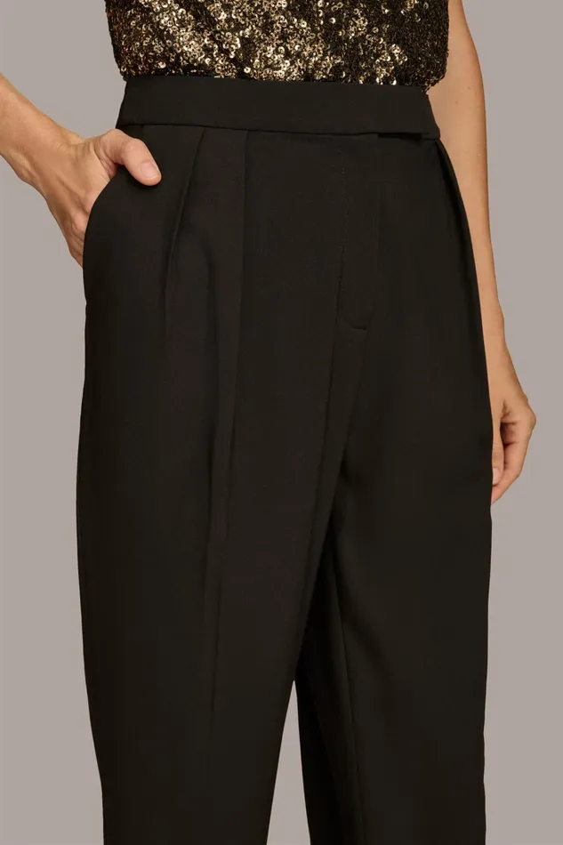 Women Pants Donna Karan PLEATED STRAIGHT LEG PANT Black