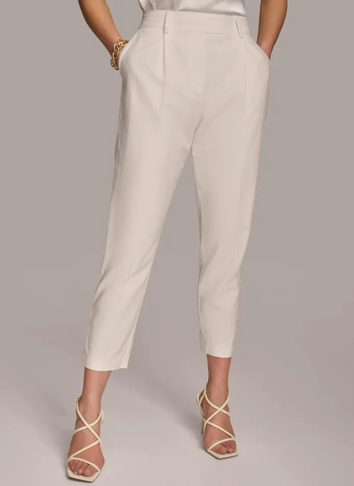 Women Pants Donna Karan PULL ON TROUSER WITH PLEATS Cream