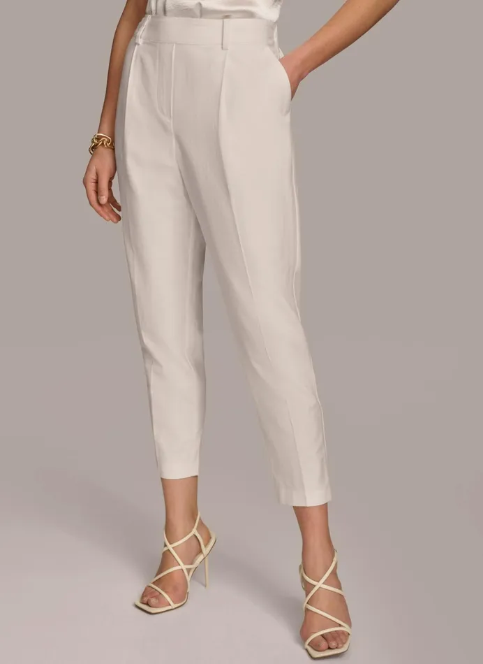 Women Pants Donna Karan PULL ON TROUSER WITH PLEATS Cream