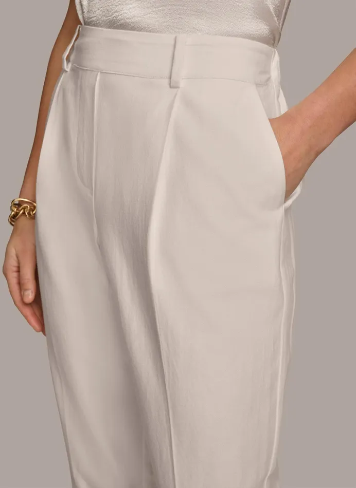 Women Pants Donna Karan PULL ON TROUSER WITH PLEATS Cream