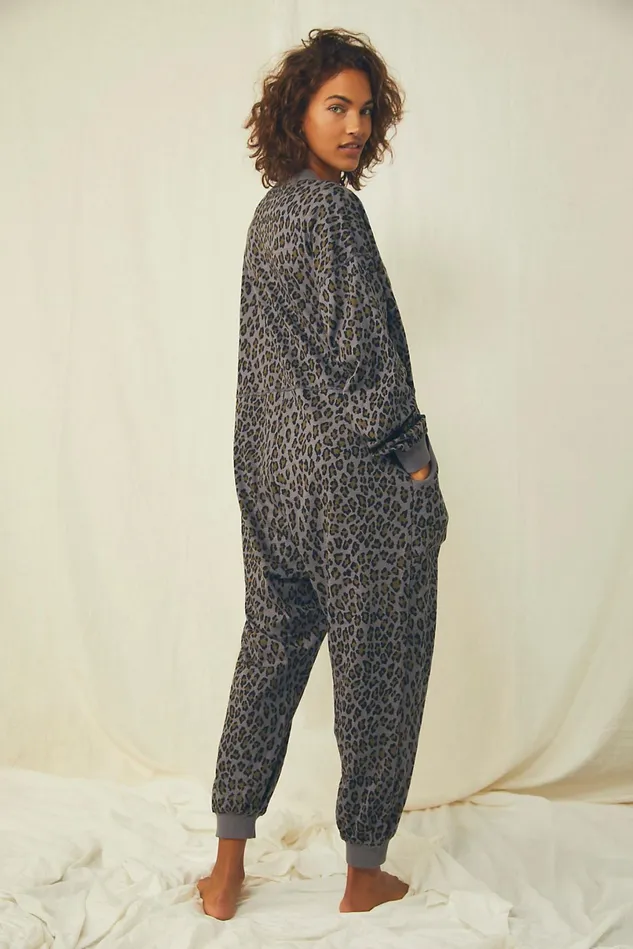 Women Pants Free People Printed Just Because Romper Charcoal Combo