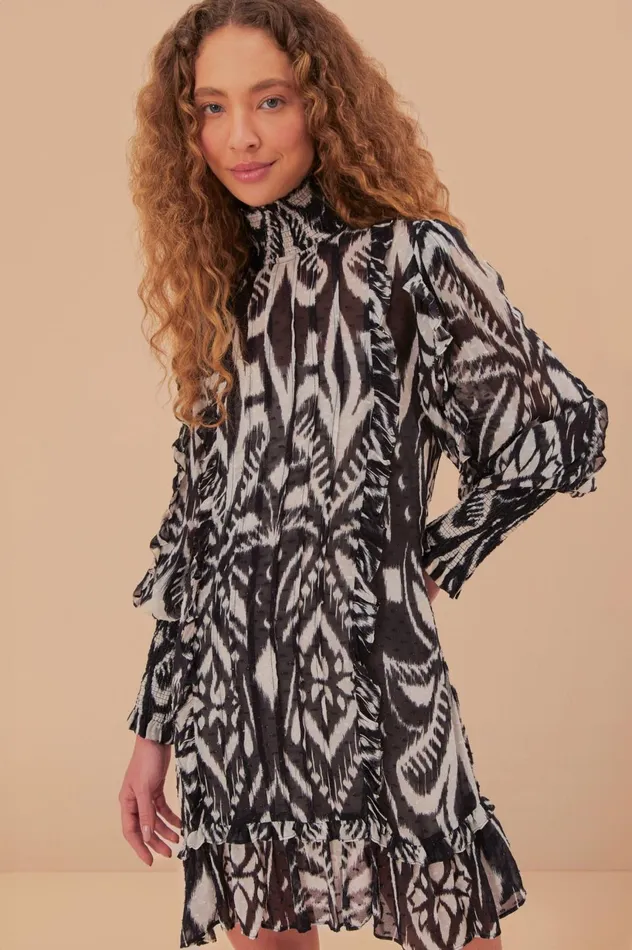 Women Pineapple Ikat Black Mini Dress Pineapple Ikat Black FARM Rio Mini Dresses