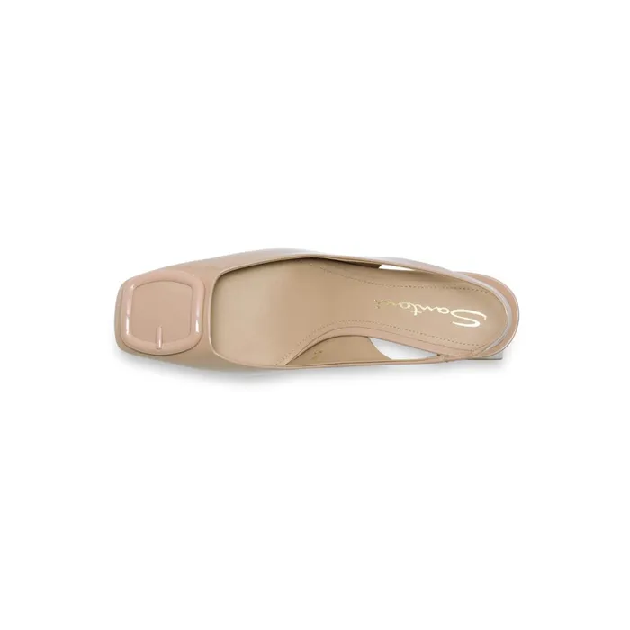 Women Pink Patent Leather MidHeel Slingback Santoni Pumps and Heels