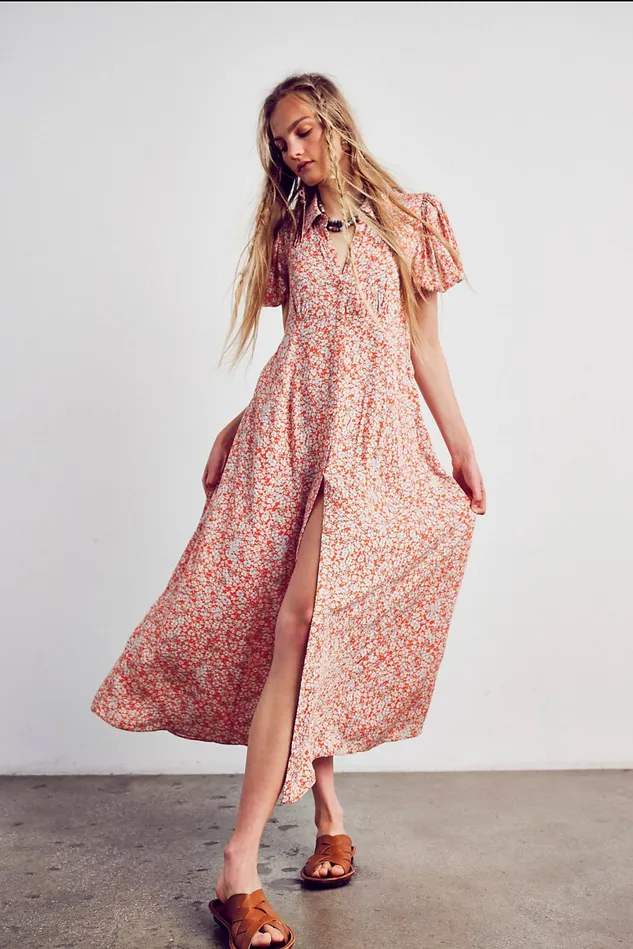 Women Printed Dresses Free People Debbie Jean Shirtdress Red