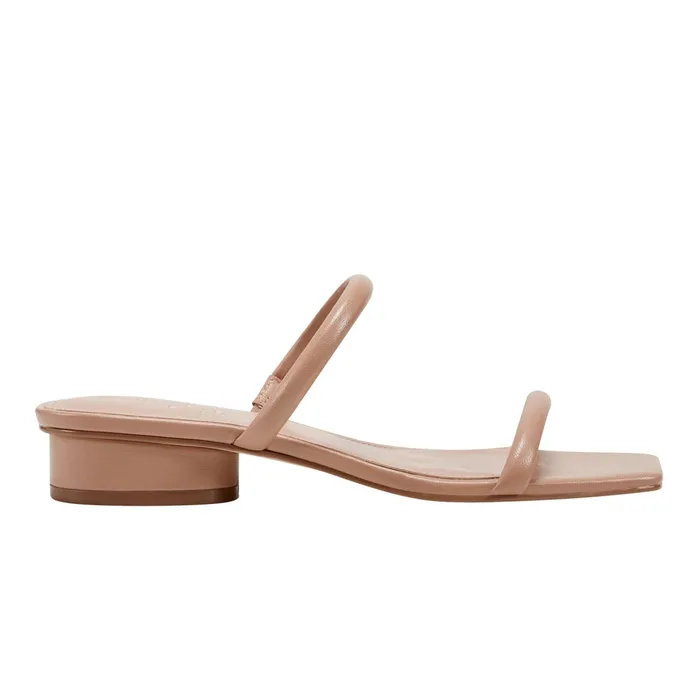 Women Raelyn Heeled Slide Sandal Natural Leather Marc Fisher Mules and Slides
