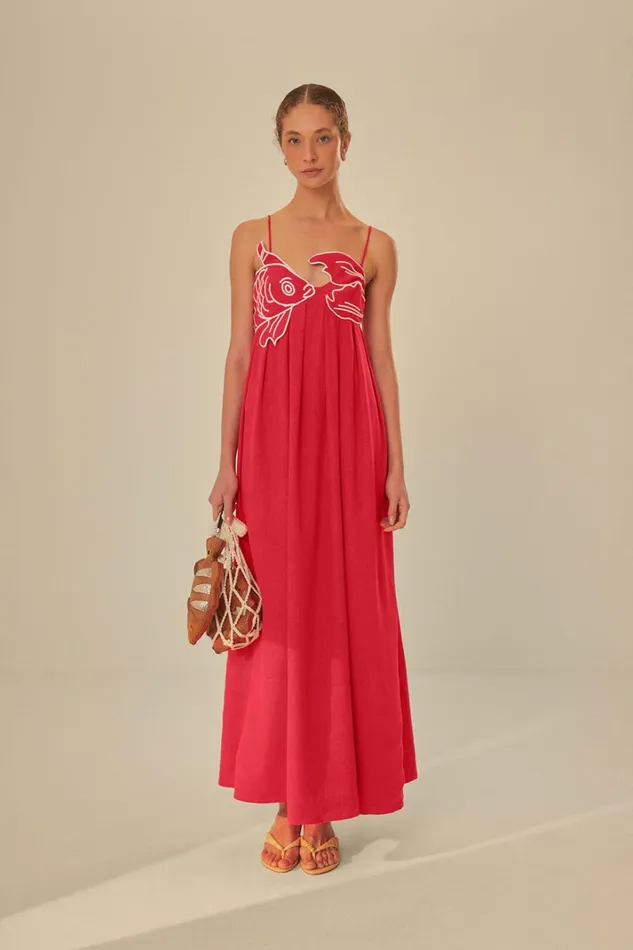 Women Red Fish Top Maxi Dress Red FARM Rio Maxi Dresses
