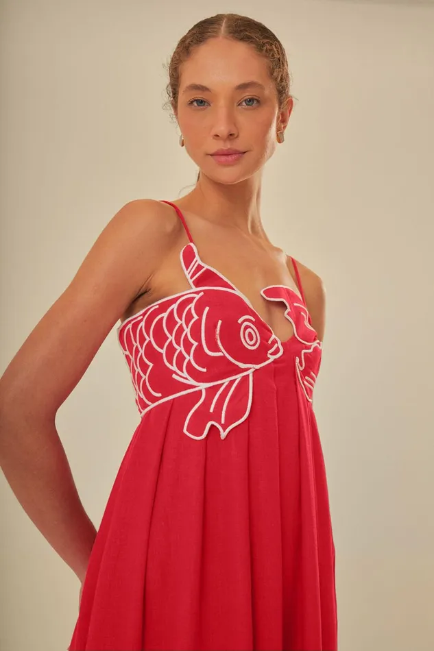 Women Red Fish Top Maxi Dress Red FARM Rio Maxi Dresses