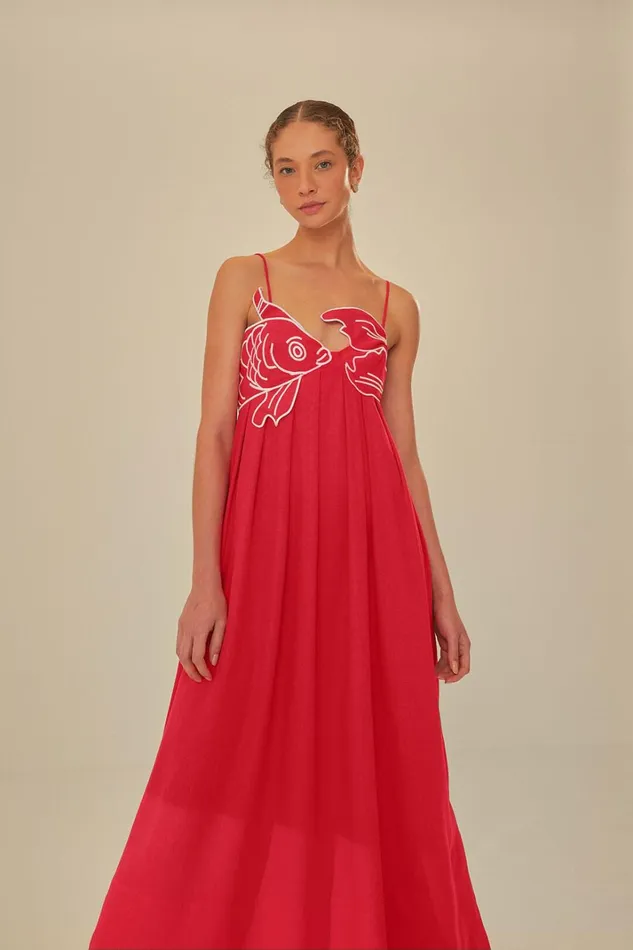 Women Red Fish Top Maxi Dress Red FARM Rio Maxi Dresses
