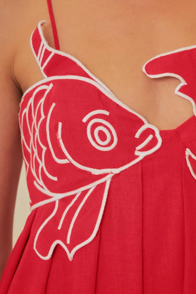 Women Red Fish Top Maxi Dress Red FARM Rio Maxi Dresses