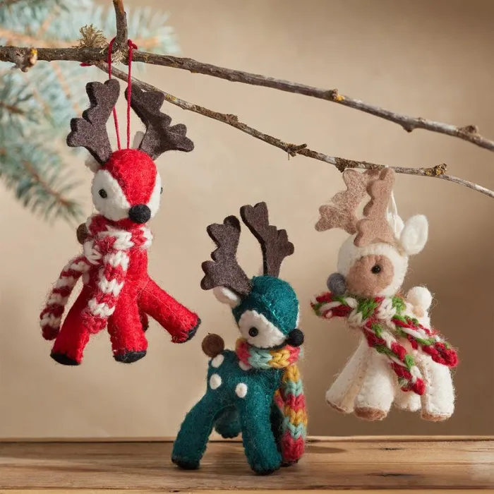 Women Reindeer Trio Ornament Set Sundance Catalog Seasonal