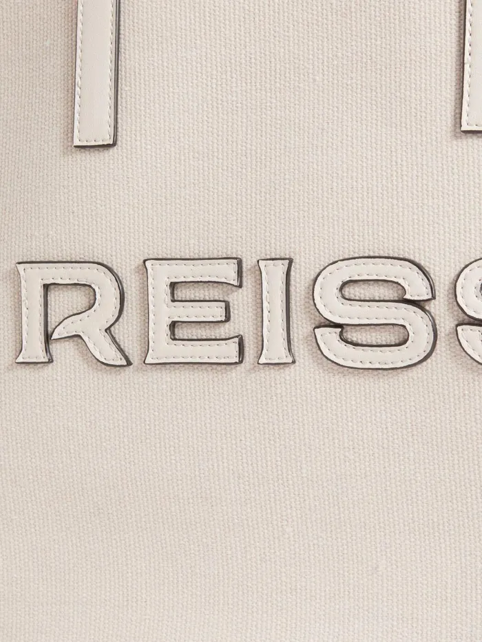 Women Reiss Bags Lola Woven Logo Tote Bag Natural
