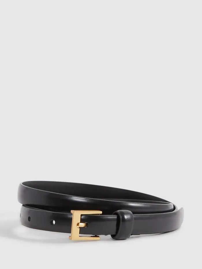 Women Reiss Belts Holly Thin Leather Belt Black