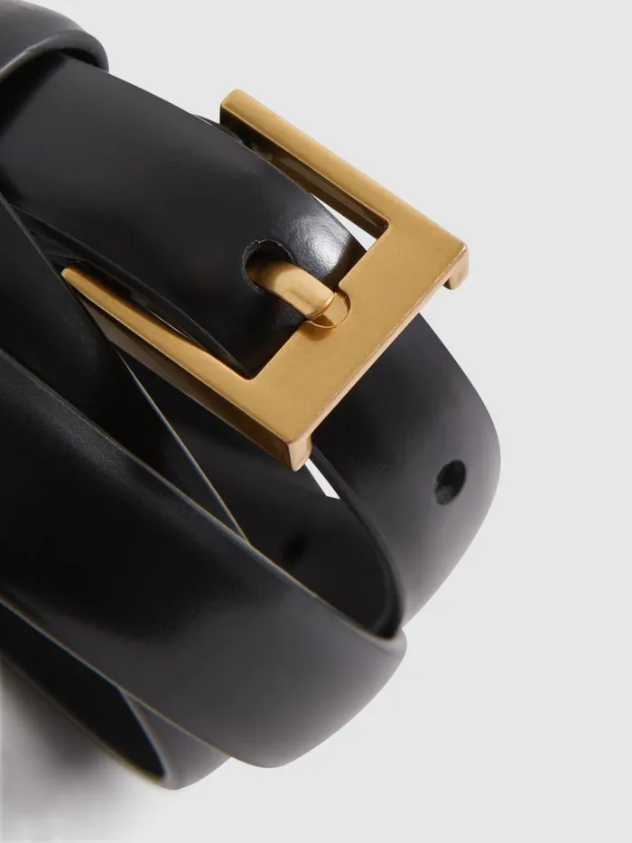Women Reiss Belts Holly Thin Leather Belt Black