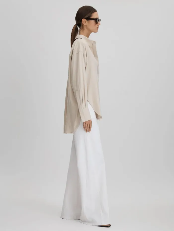 Women Reiss Blouses and Shirts Danielle Split Hem ButtonThrough Shirt Nude