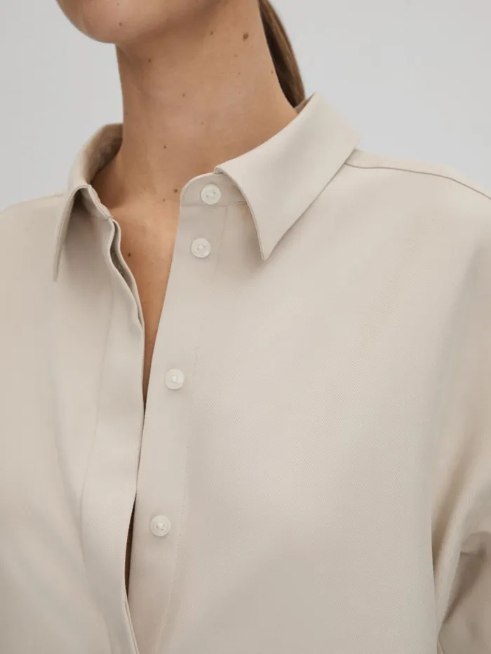 Women Reiss Blouses and Shirts Danielle Split Hem ButtonThrough Shirt Nude