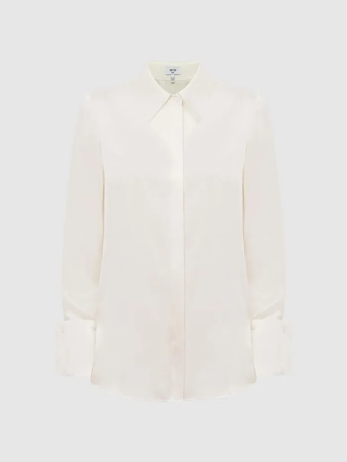 Women Reiss Blouses and Shirts Hailey Silk Shirt Ivory