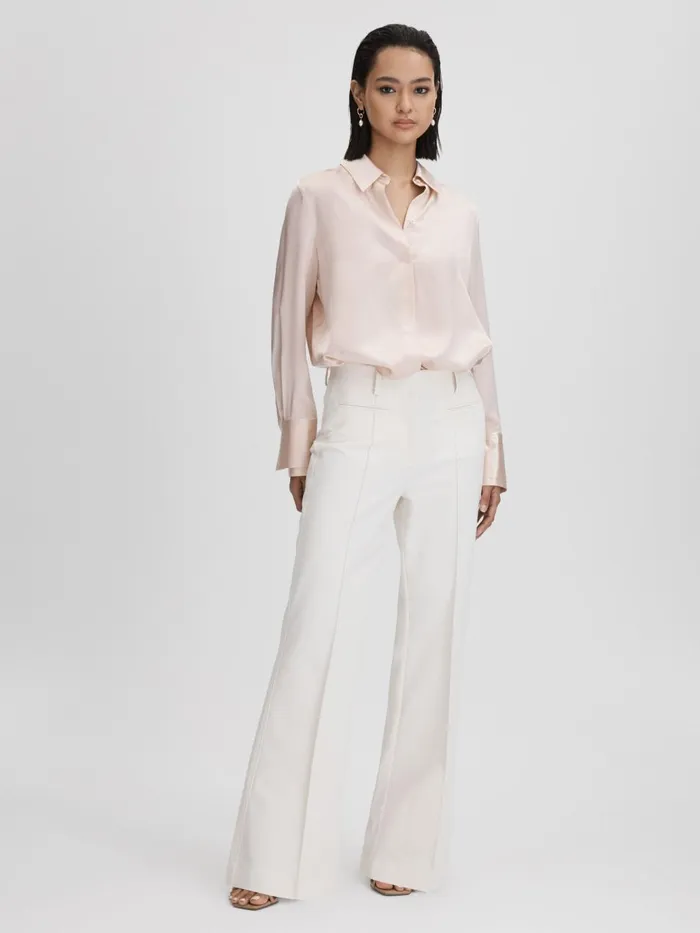 Women Reiss Blouses and Shirts Irina Silk ButtonThrough Shirt Nude