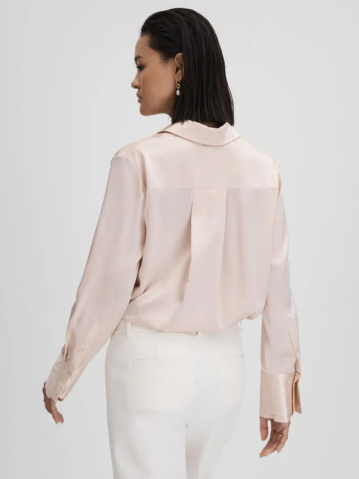 Women Reiss Blouses and Shirts Irina Silk ButtonThrough Shirt Nude