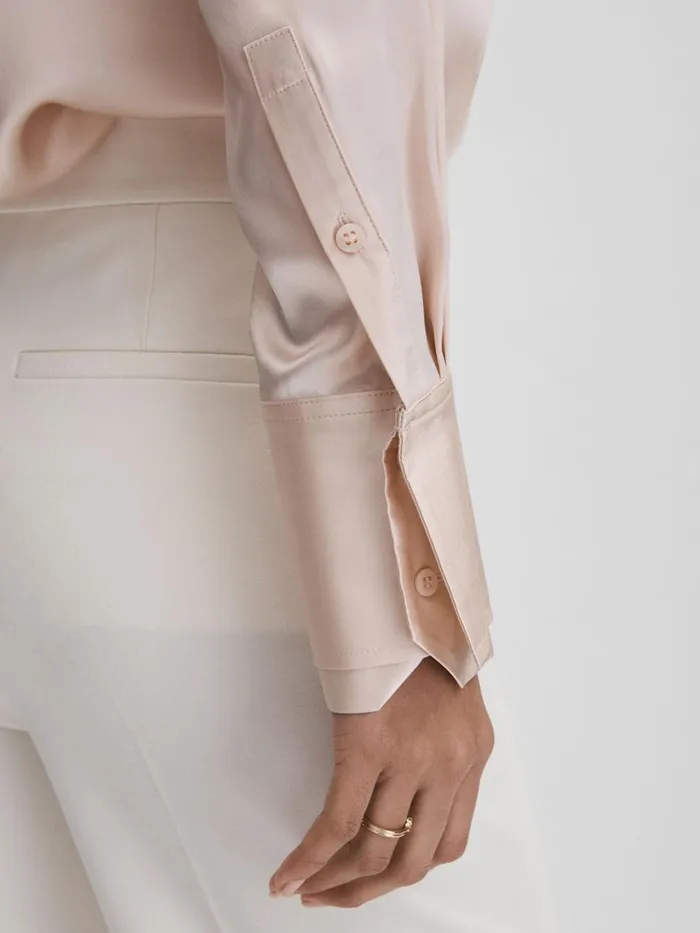 Women Reiss Blouses and Shirts Irina Silk ButtonThrough Shirt Nude