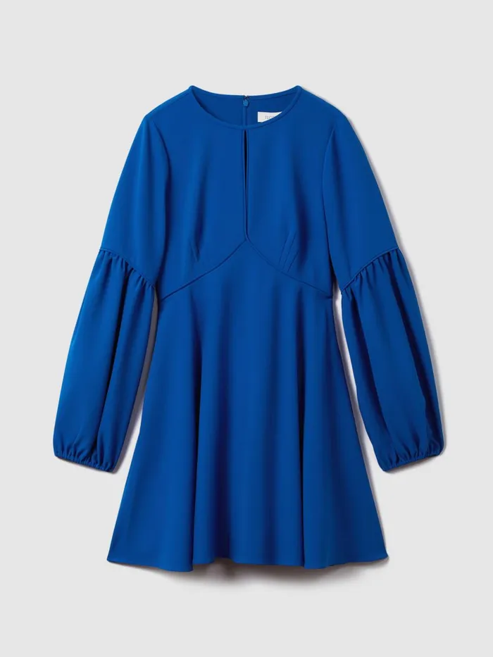 Women Reiss Brands Blouson Sleeve Mini Dress Bright Blue