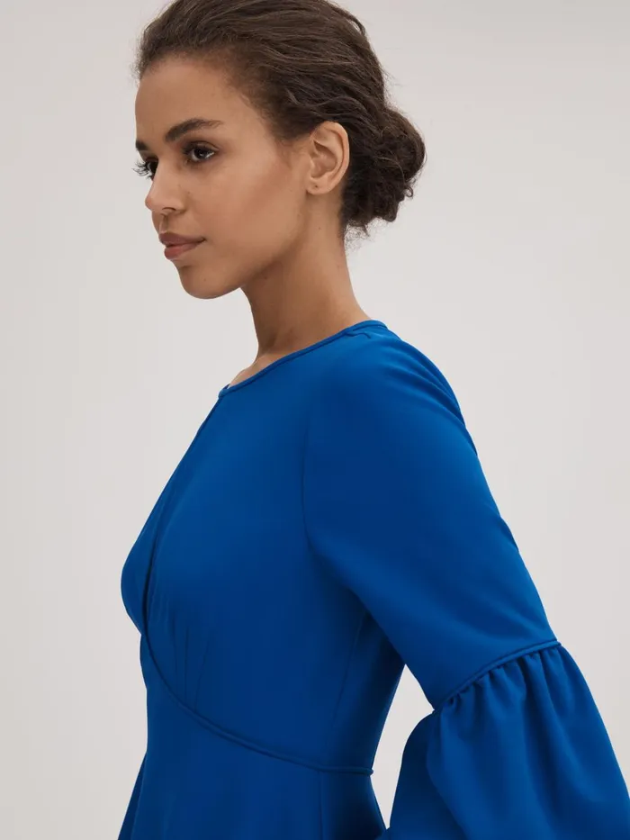Women Reiss Brands Blouson Sleeve Mini Dress Bright Blue
