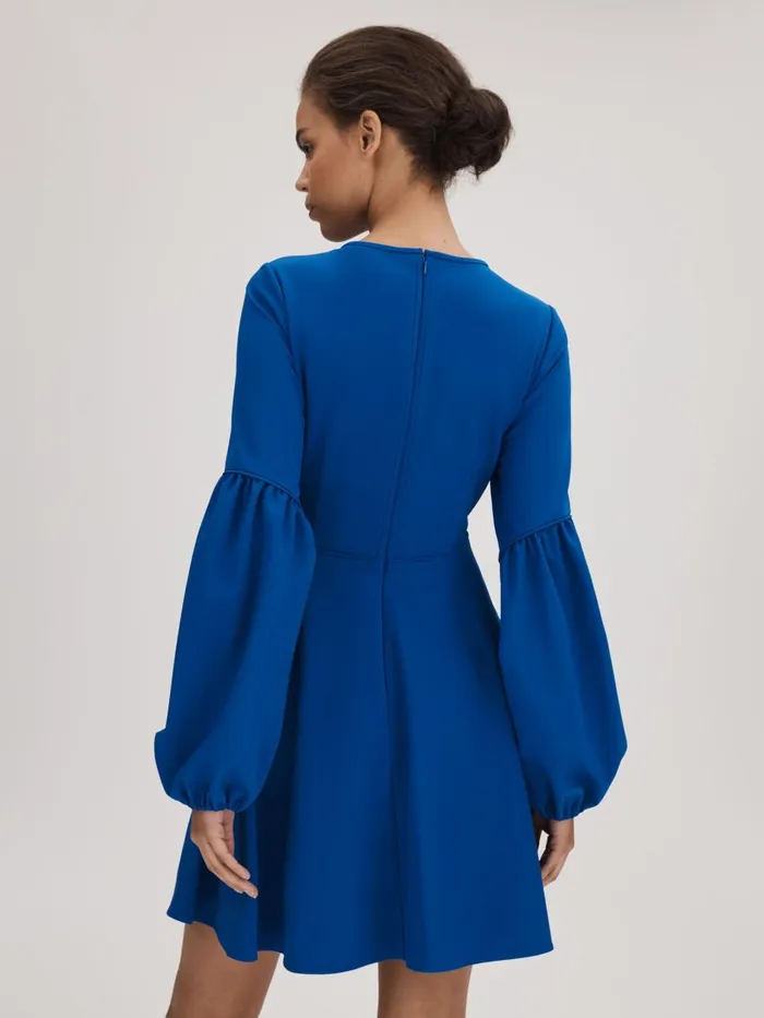 Women Reiss Brands Blouson Sleeve Mini Dress Bright Blue