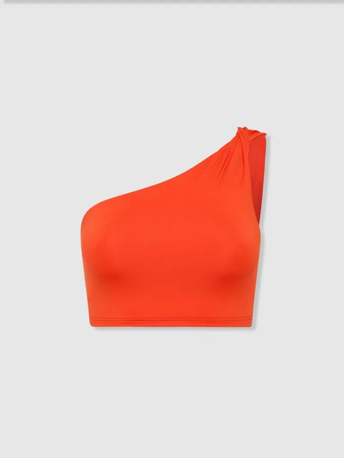 Women Reiss Brands Born Cori OneShoulder Bikini Top Hot Orange