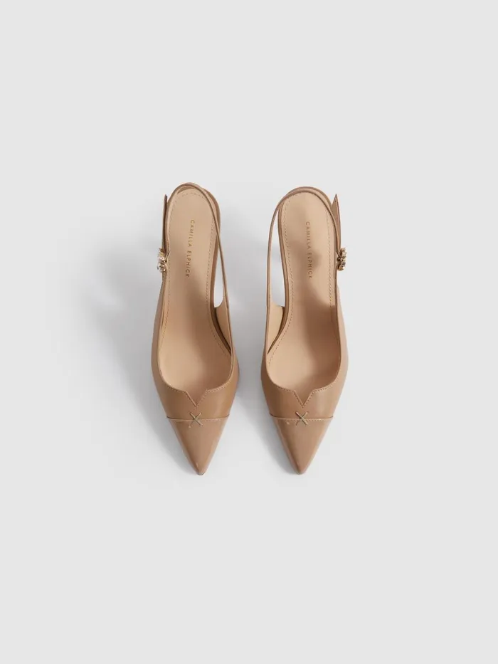 Women Reiss Brands Elphick Slingback Kitten Heels Tan