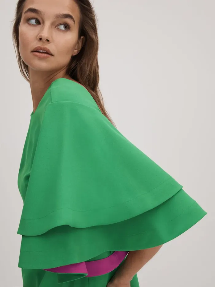 Women Reiss Brands Layered Sleeve Blouse Bright Green