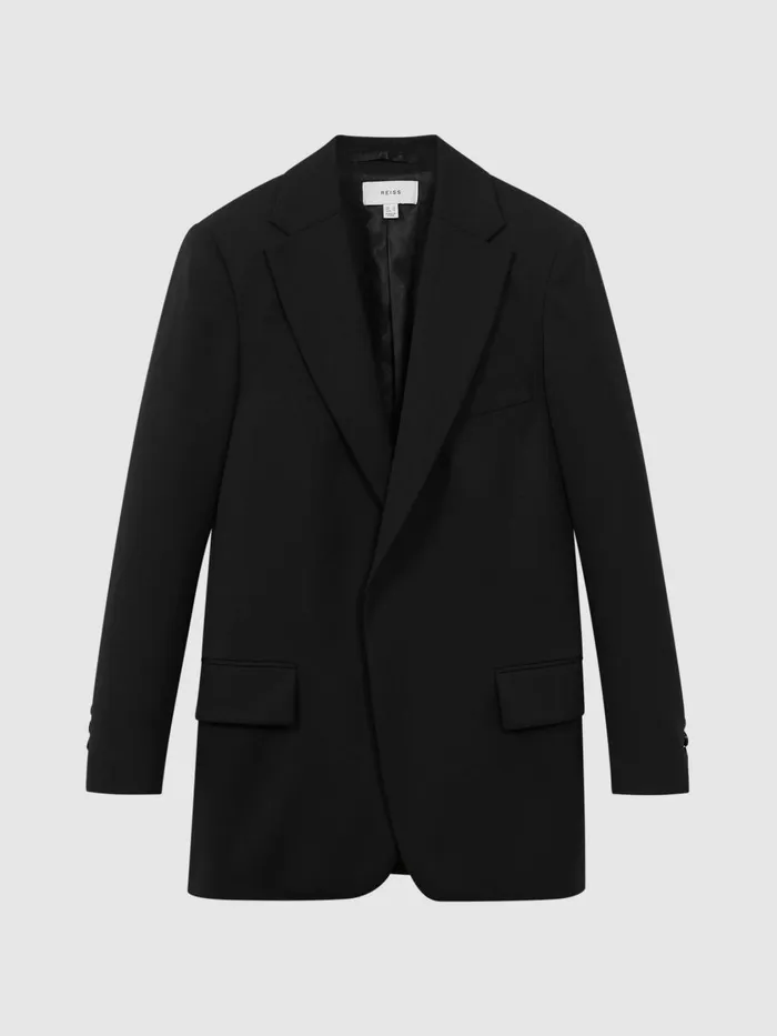Women Reiss Coats Alia Oversized Wool Blend Single Breasted Blazer Black