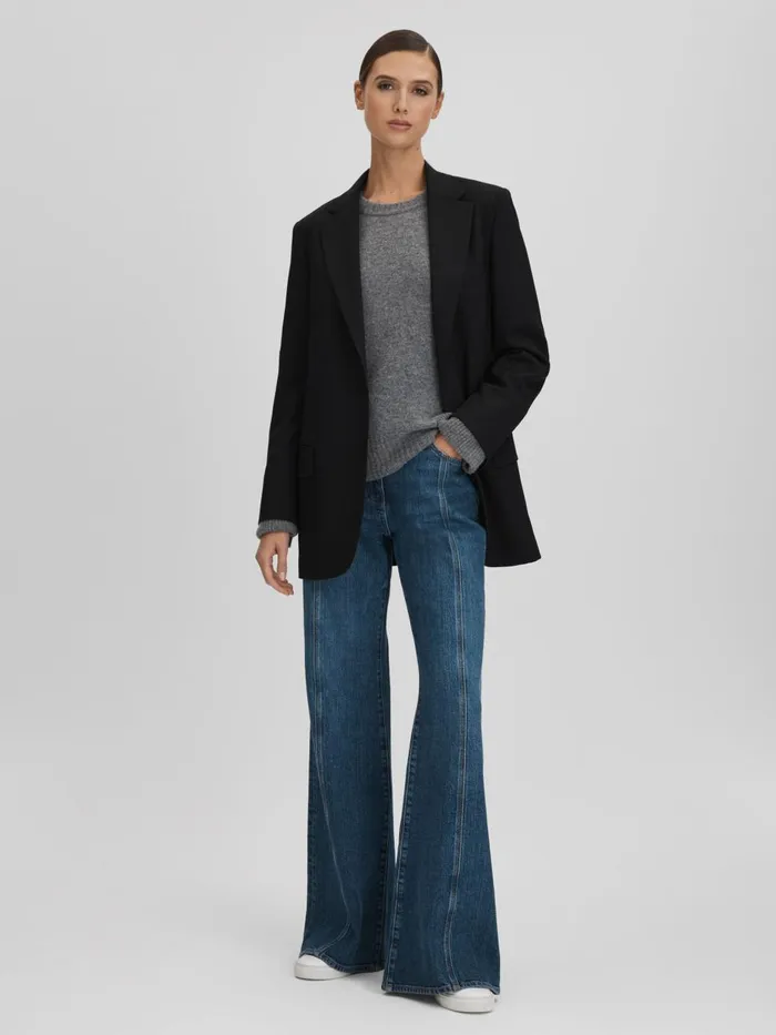 Women Reiss Coats Alia Oversized Wool Blend Single Breasted Blazer Black