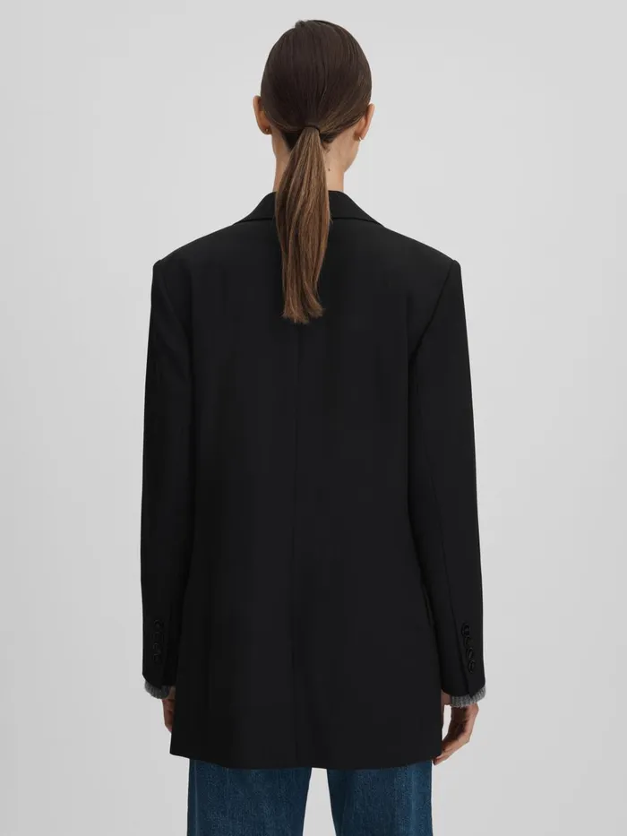 Women Reiss Coats Alia Oversized Wool Blend Single Breasted Blazer Black