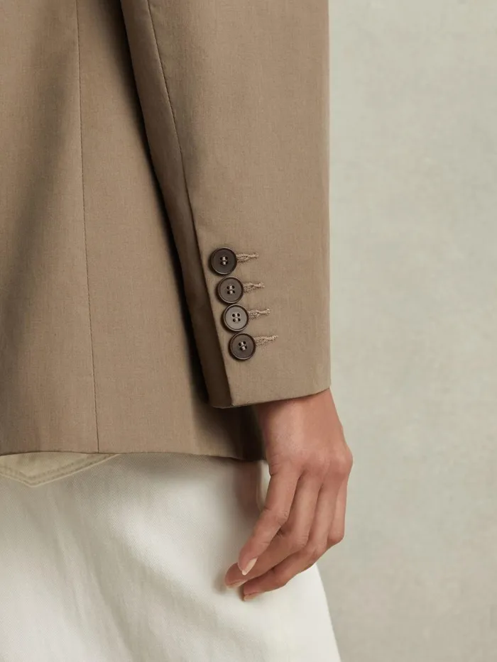 Women Reiss Coats Hope Single Breasted Cotton Blazer Taupe