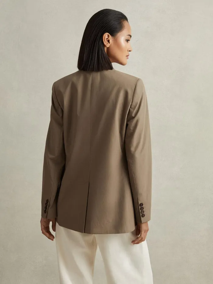 Women Reiss Coats Hope Single Breasted Cotton Blazer Taupe