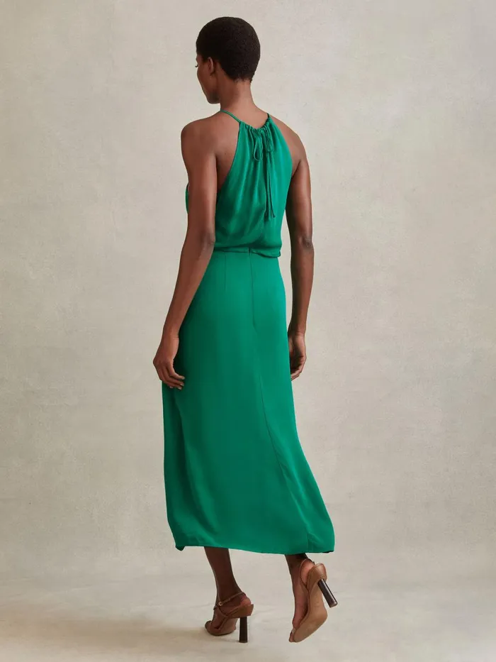 Women Reiss Dresses Elliana Drape Front Midi Dress Green
