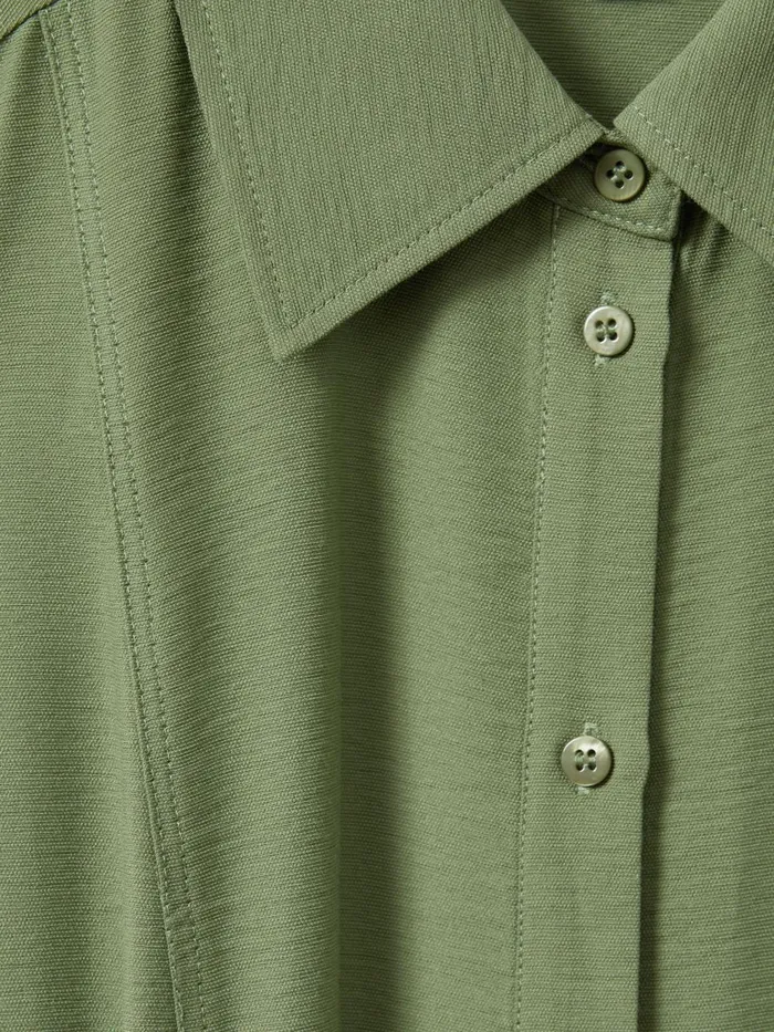 Women Reiss Dresses Morgan Viscose Blend Belted Shirt Dress Green