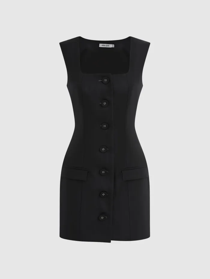 Women Reiss Dresses Quan ButtonThrough Mini Dress Black