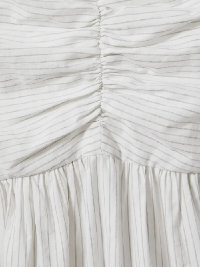 Women Reiss Dresses Quan Ruche Maxi Dress White Stripe