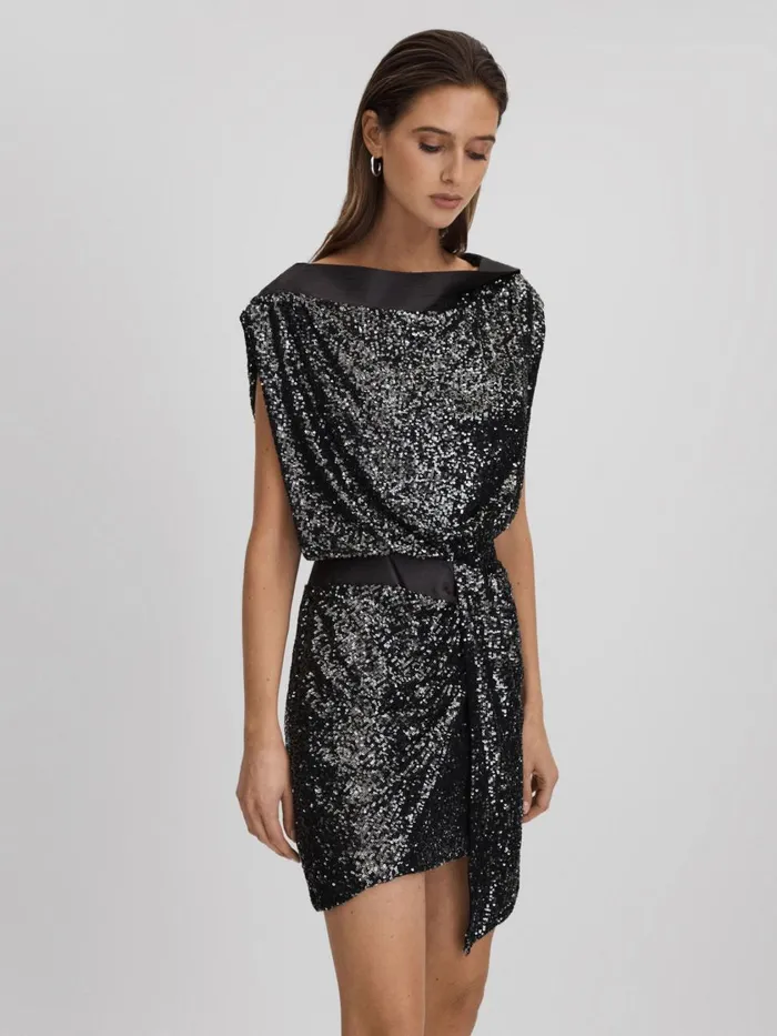 Women Reiss Dresses Sequin Mini Dress Ash