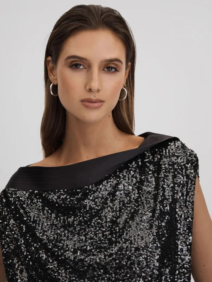 Women Reiss Dresses Sequin Mini Dress Ash