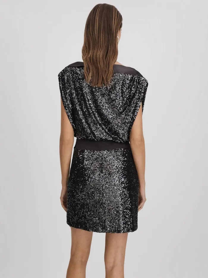 Women Reiss Dresses Sequin Mini Dress Ash